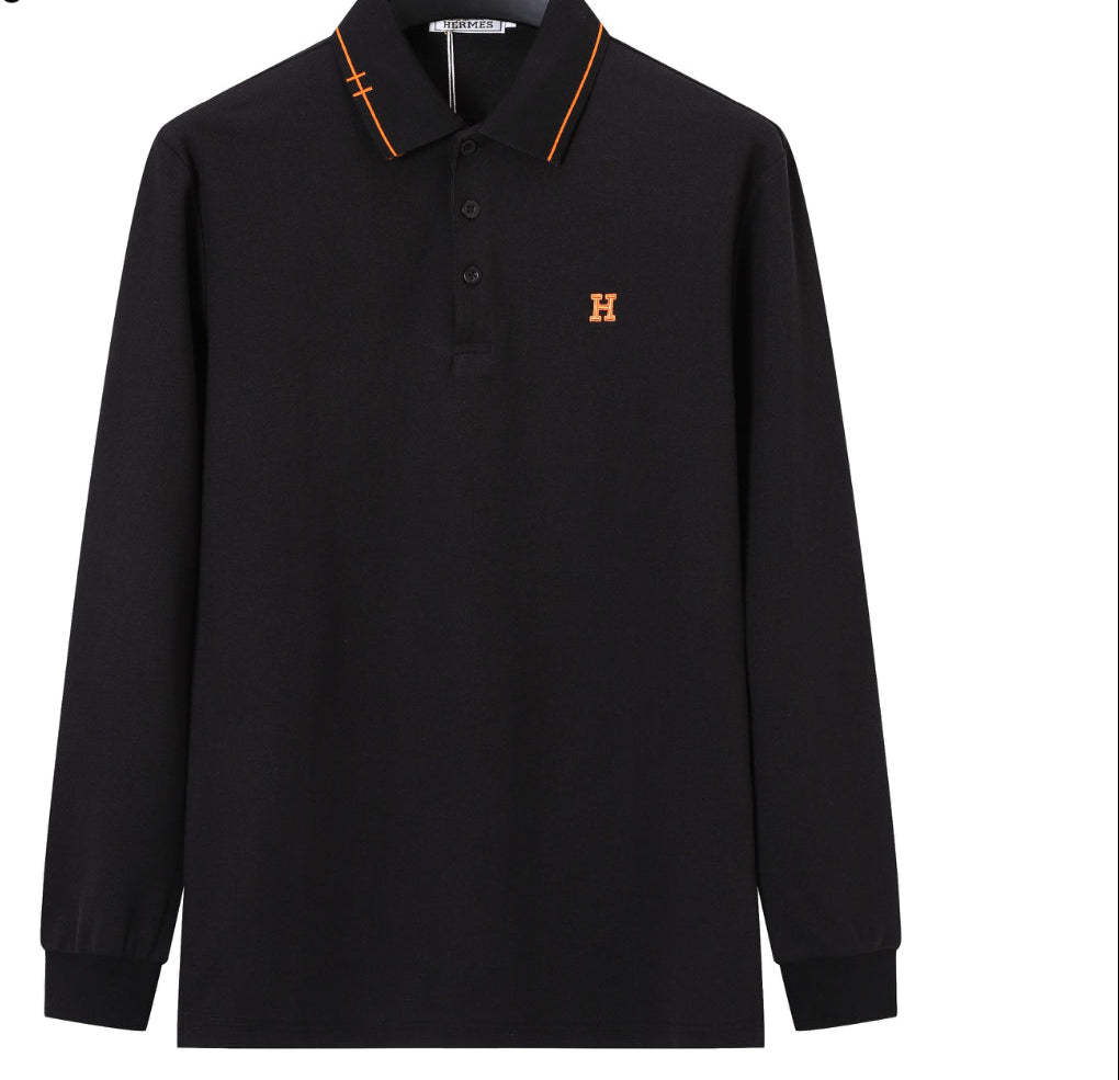 Hermès H Logo Black Long Sleeve Polo