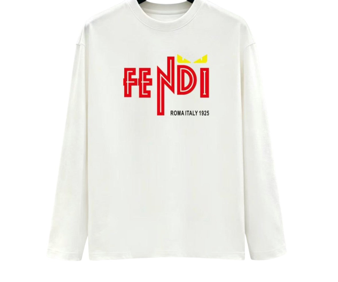 Fendi White Roma Logo Long Sleeve T-Shirt