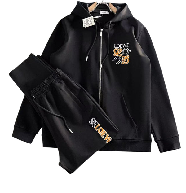 Set felpa con cappuccio e pantaloni neri con logo Loewe