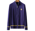 Versace Gold Greca Navy Zip Cardigan