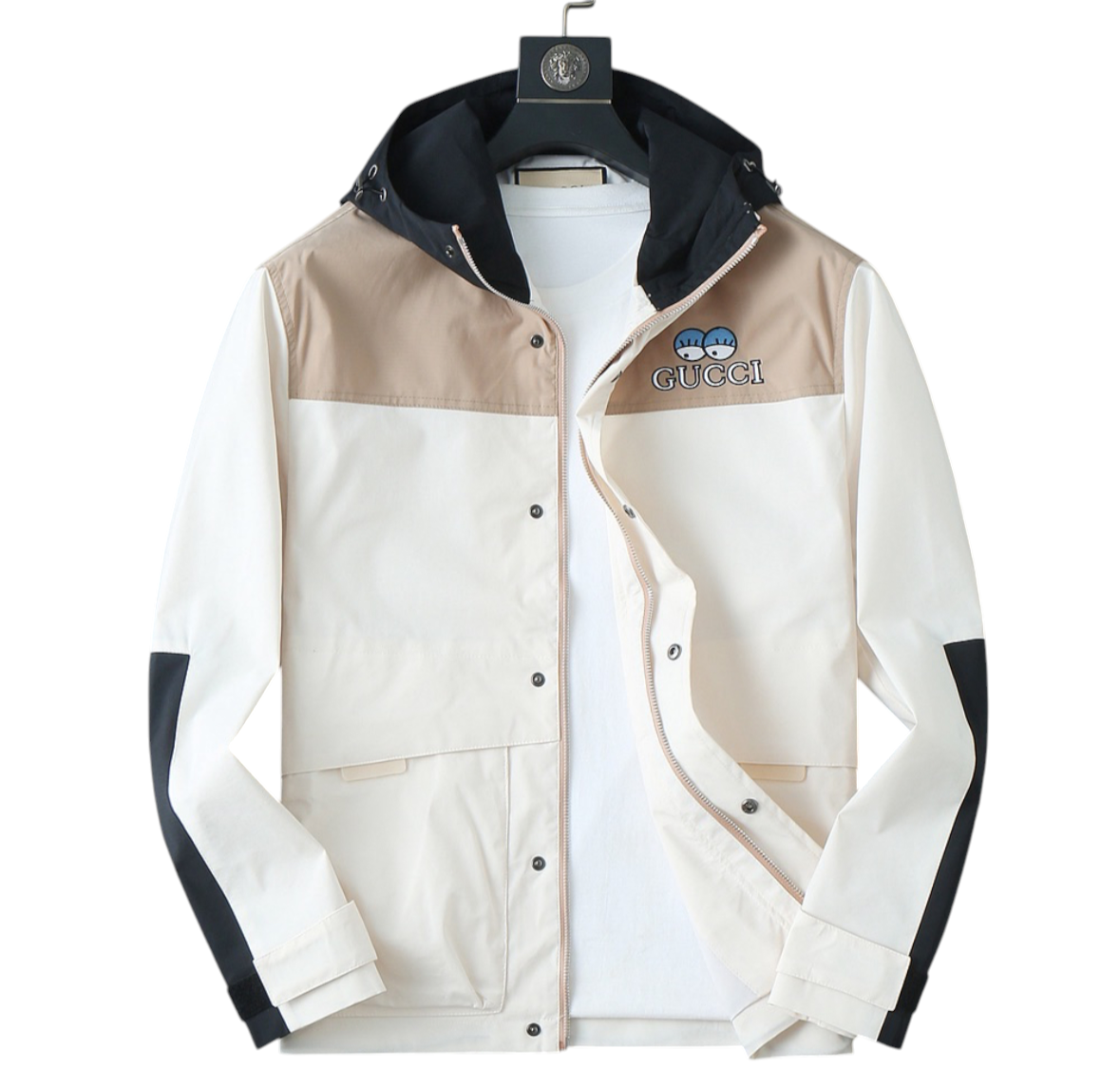 Gucci Beige White Hooded Jacket