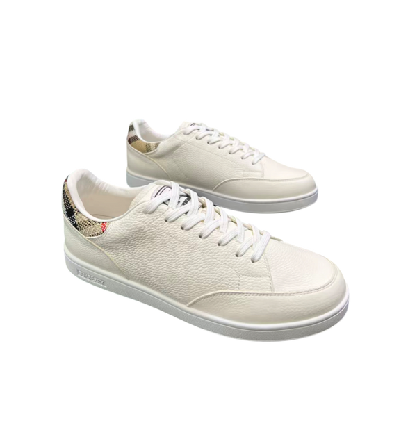 Sneakers in pelle Burberry – bianche con dettaglio a quadri sul tallone