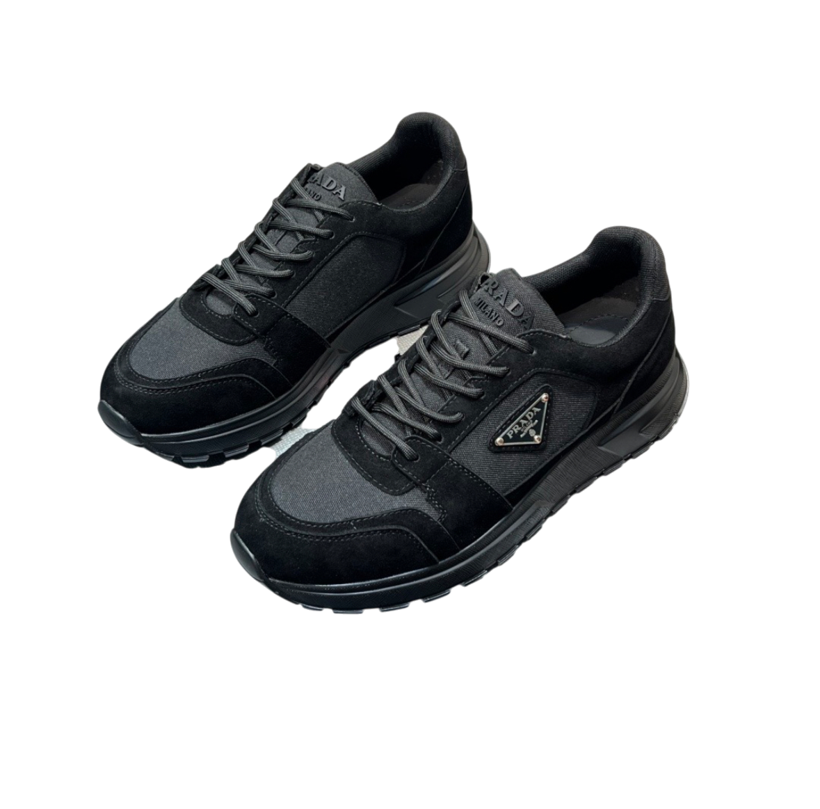 Prada Nylon and Suede Sneakers – Black