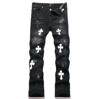 Chrome Hearts Cross Patch Black Jeans