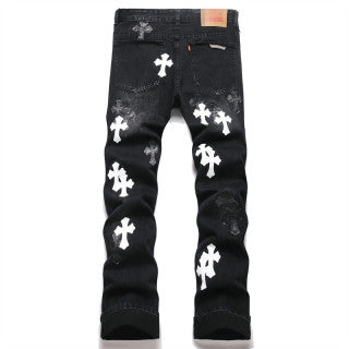 Chrome Hearts Cross Patch Black Jeans