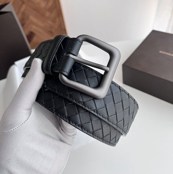 Bottega Veneta Intrecciato Leather Belt – Black/Gunmetal