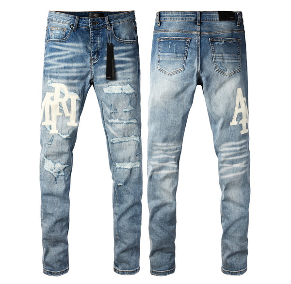 Jean Amiri MX1 usé à logo – Bleu clair