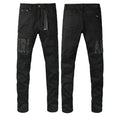 1. Amiri Logo Patch Distressed Jeans – Black