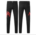 Amiri Black Red Logo Skinny Jeans