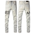 Amiri White Distressed Logo Jeans