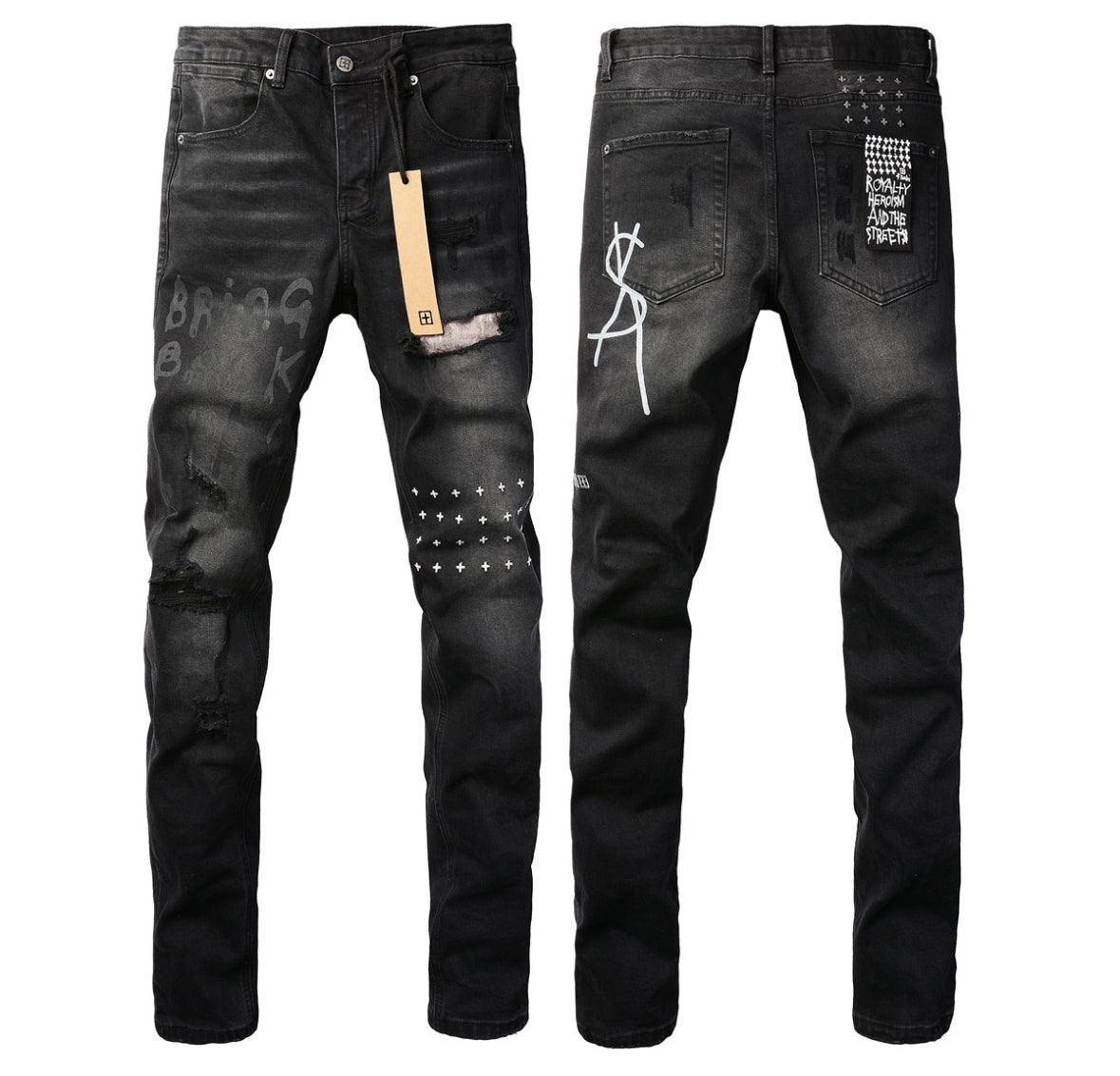 Ksubi Black Graffiti Distressed Jeans