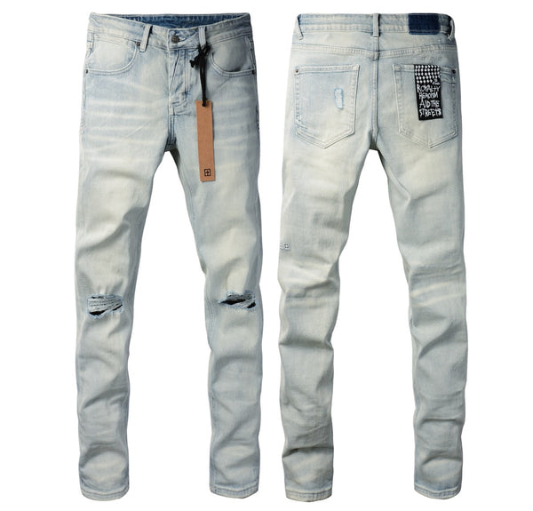 Jeans in denim azzurro chiaro effetto distressed Ksubi Royalty Heroism