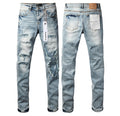 Purple Brand Distressed Patchwork Light Blue Jeans