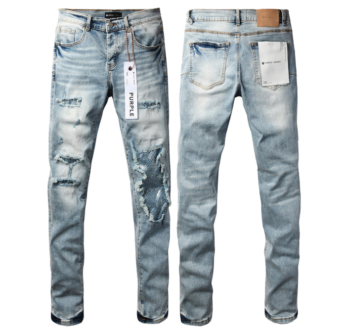Purple Brand Distressed Patchwork Light Blue Jeans