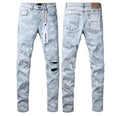 Purple Brand P001 Distressed Marble Print Jeans