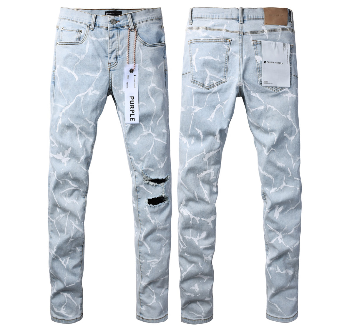 Purple Brand P001 Distressed Marble Print Jeans