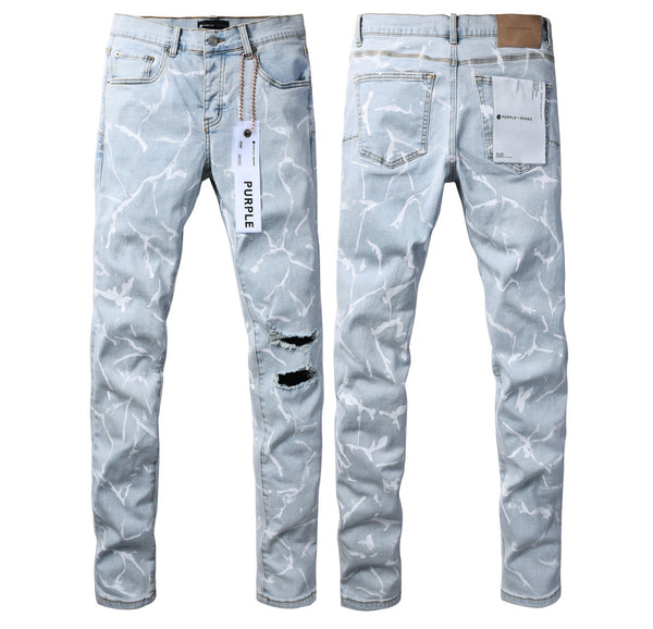 Jeans Purple Brand P001 con stampa marmo effetto vissuto