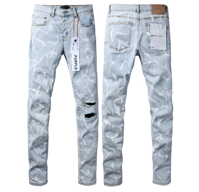 Purple Brand P001 Distressed Marble Print Jeans