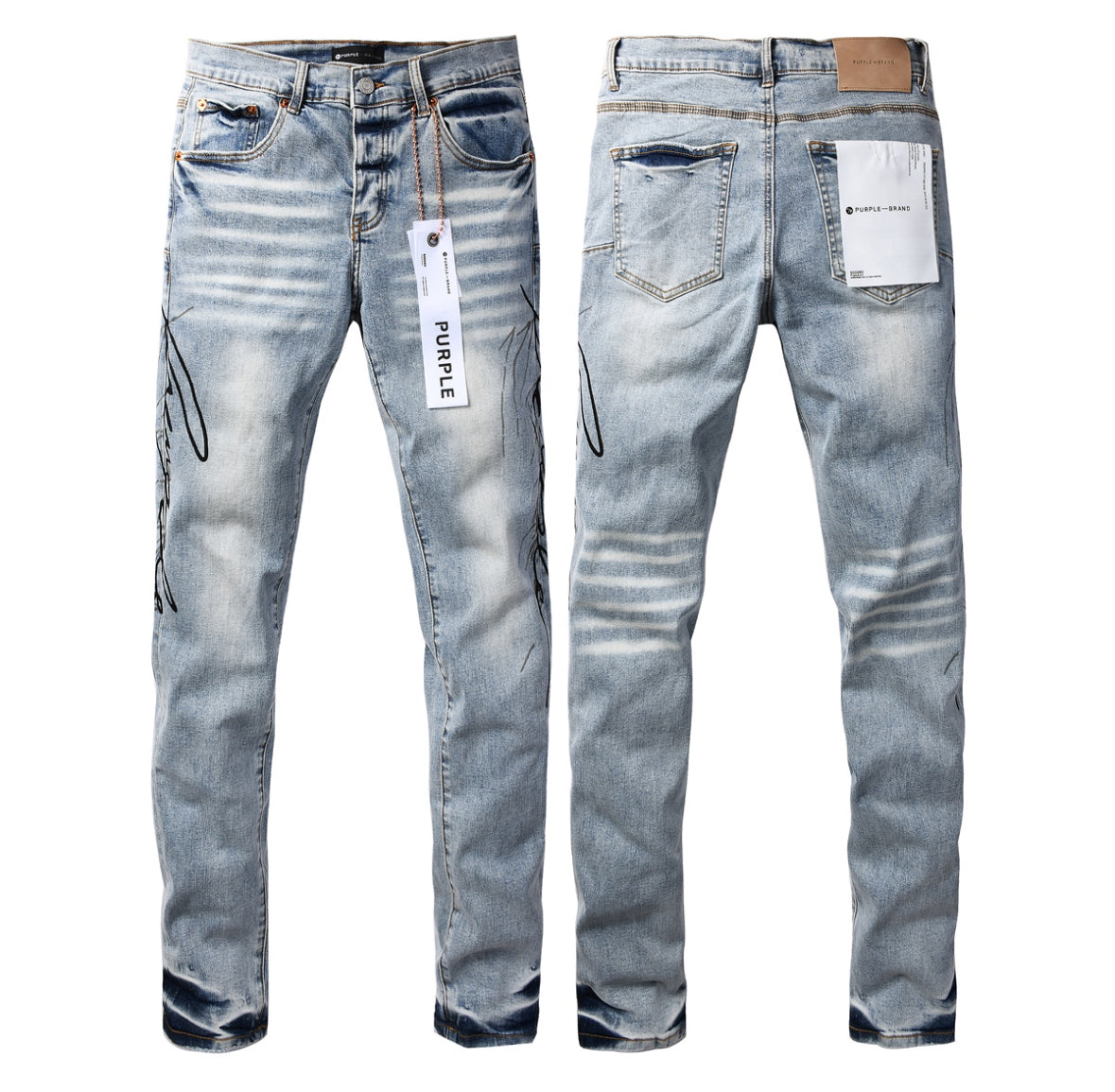 Purple Brand Black Graphic Print Denim Jeans