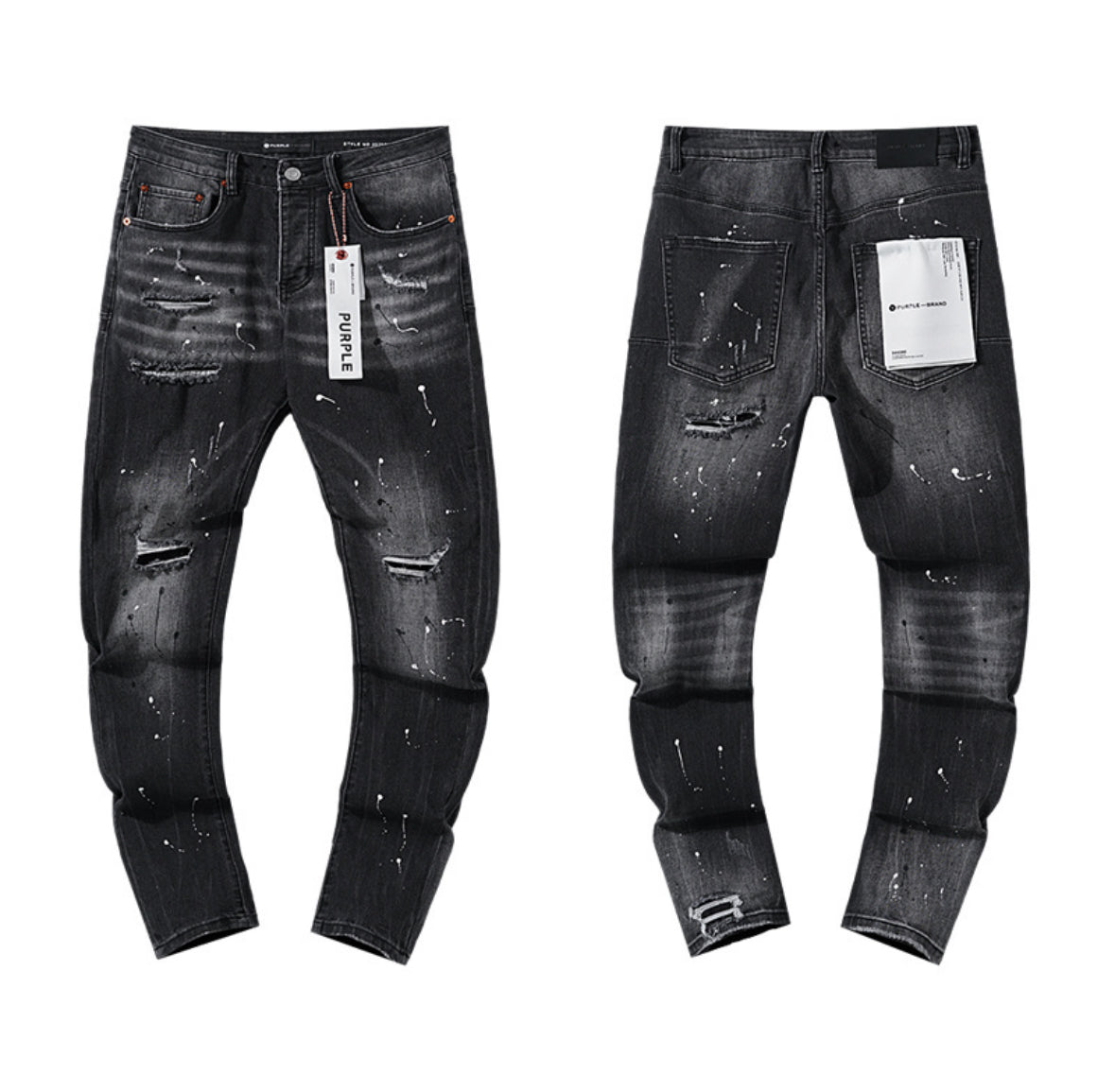 Purple Brand Black Paint Splatter Distressed Jeans