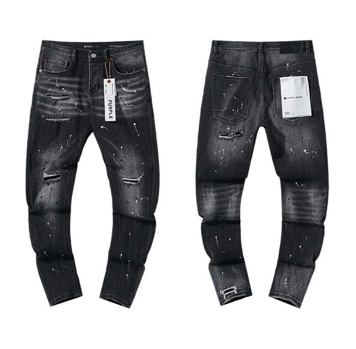 Purple Brand Black Paint Splatter Distressed Jeans