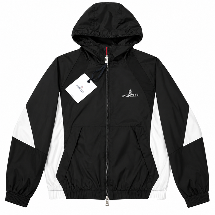Giacca con cappuccio Moncler nera/bianca