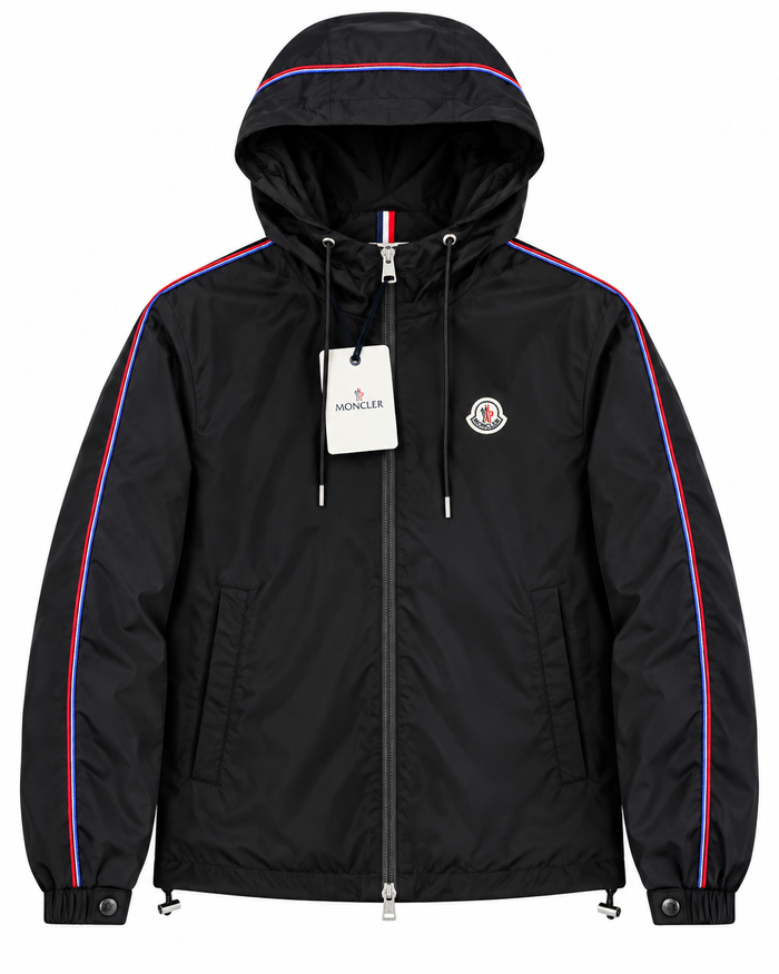 Antivento con cappuccio Moncler – Nero/Blu navy/Rosso