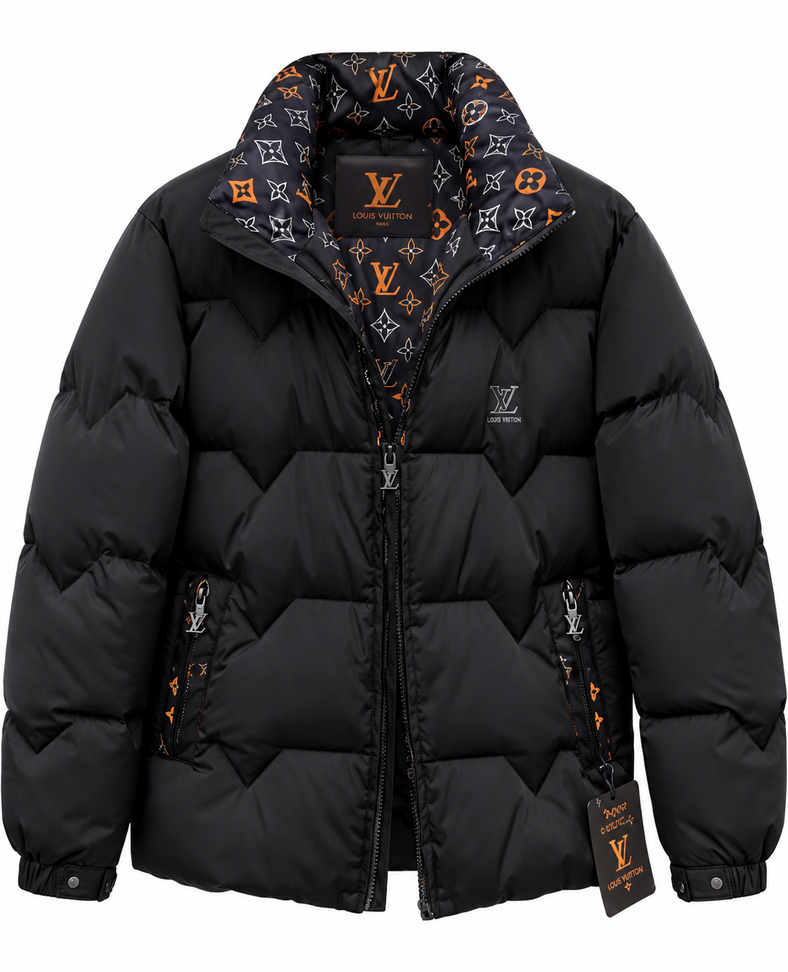 Louis Vuitton Padded Down Jacket – Black/Orange