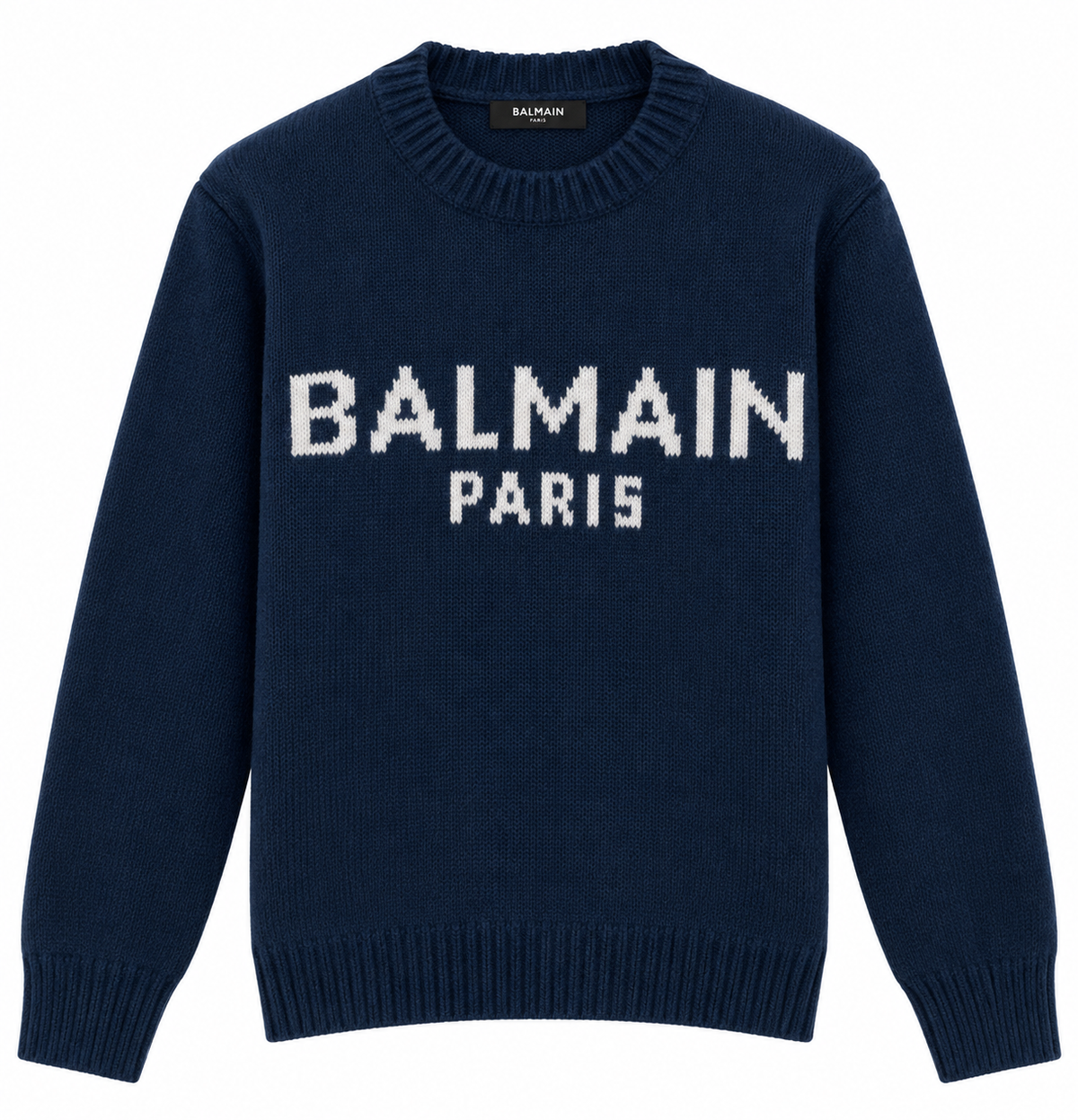Balmain Paris Logo Knit Sweater – Navy/White