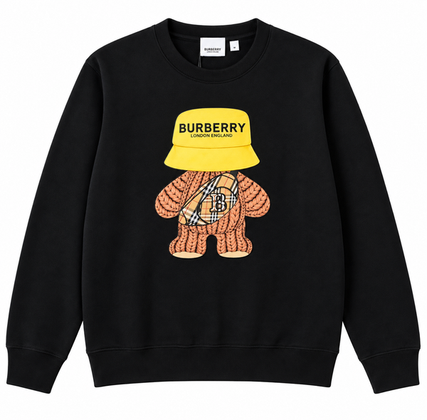 Felpa nera Burberry con stampa dell’orsetto teddy