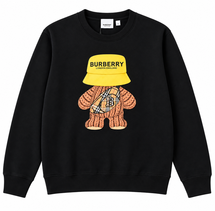 Felpa nera Burberry con stampa dell’orsetto teddy