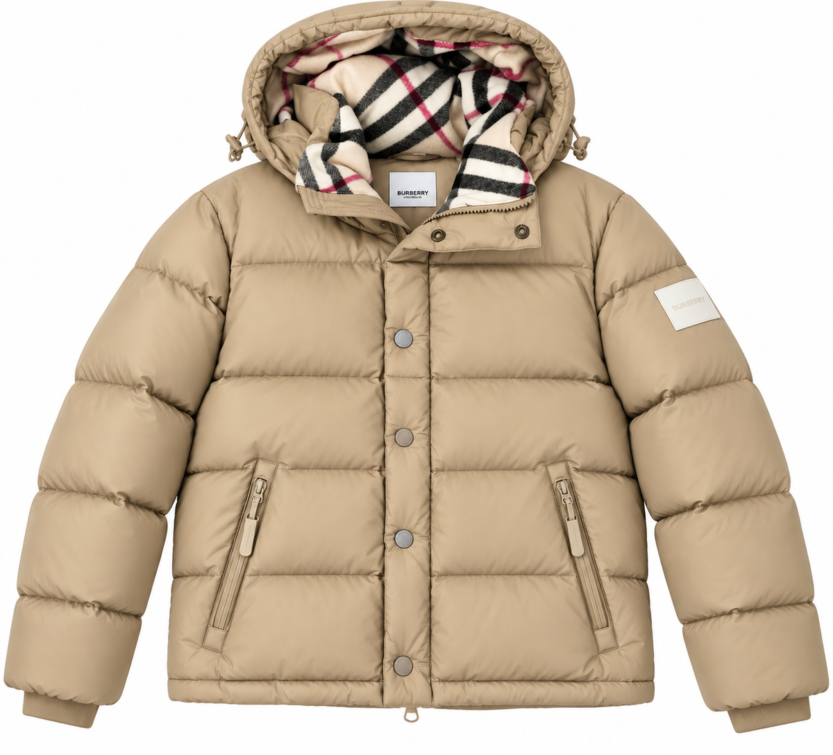 Burberry Check Hood Puffer Jacket – Beige