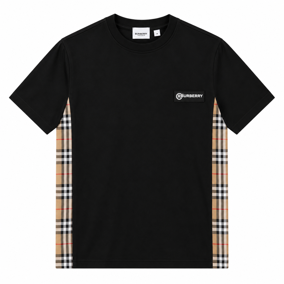 Burberry Black Check-Panel T-Shirt