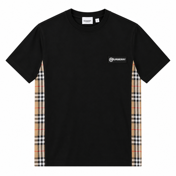 Burberry Black Check-Panel T-Shirt