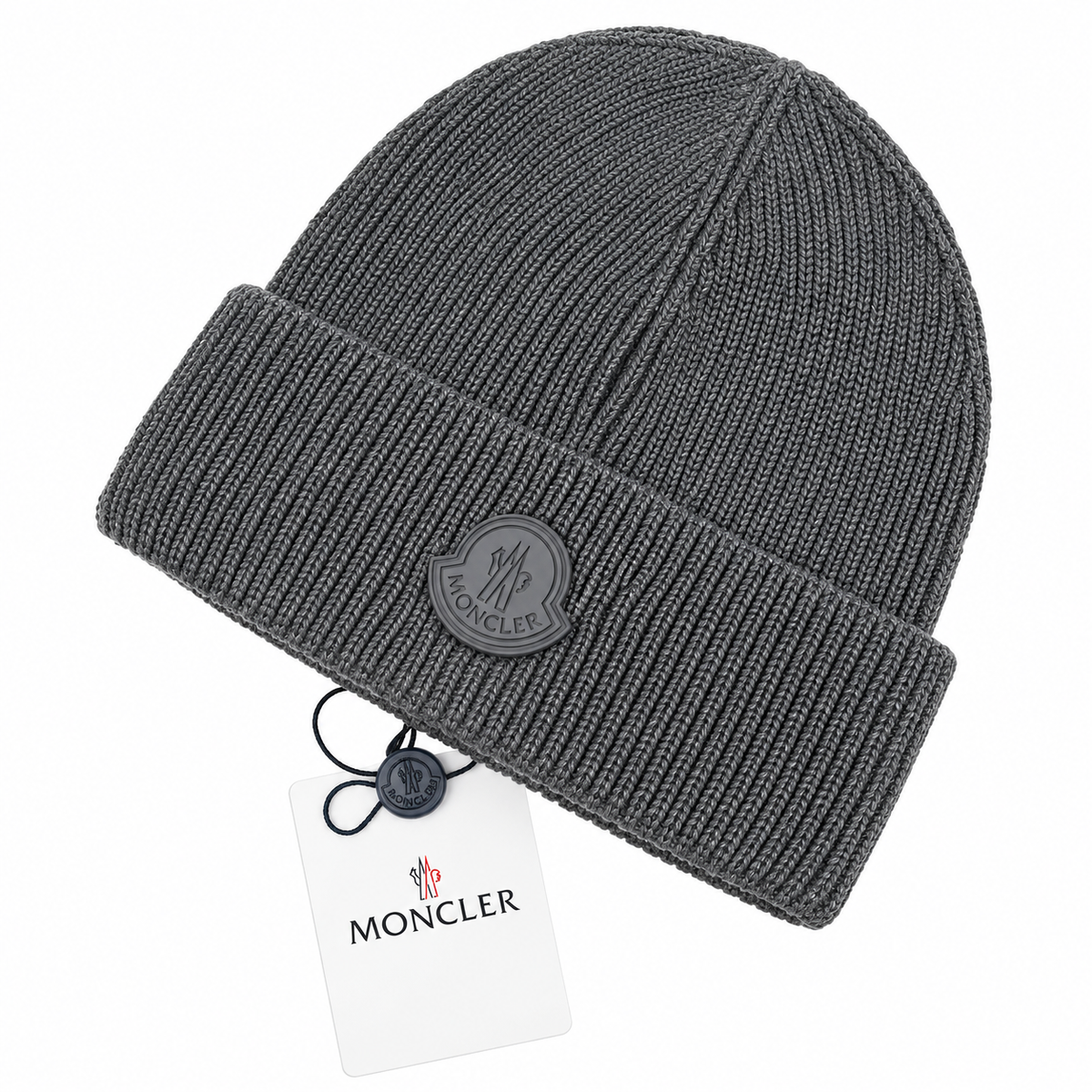 Moncler Ribbed Beanie Grey