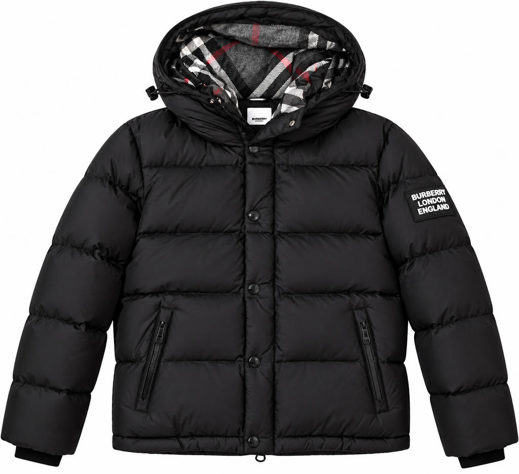 Burberry Check-Lined Hood Puffer Jacket – Black