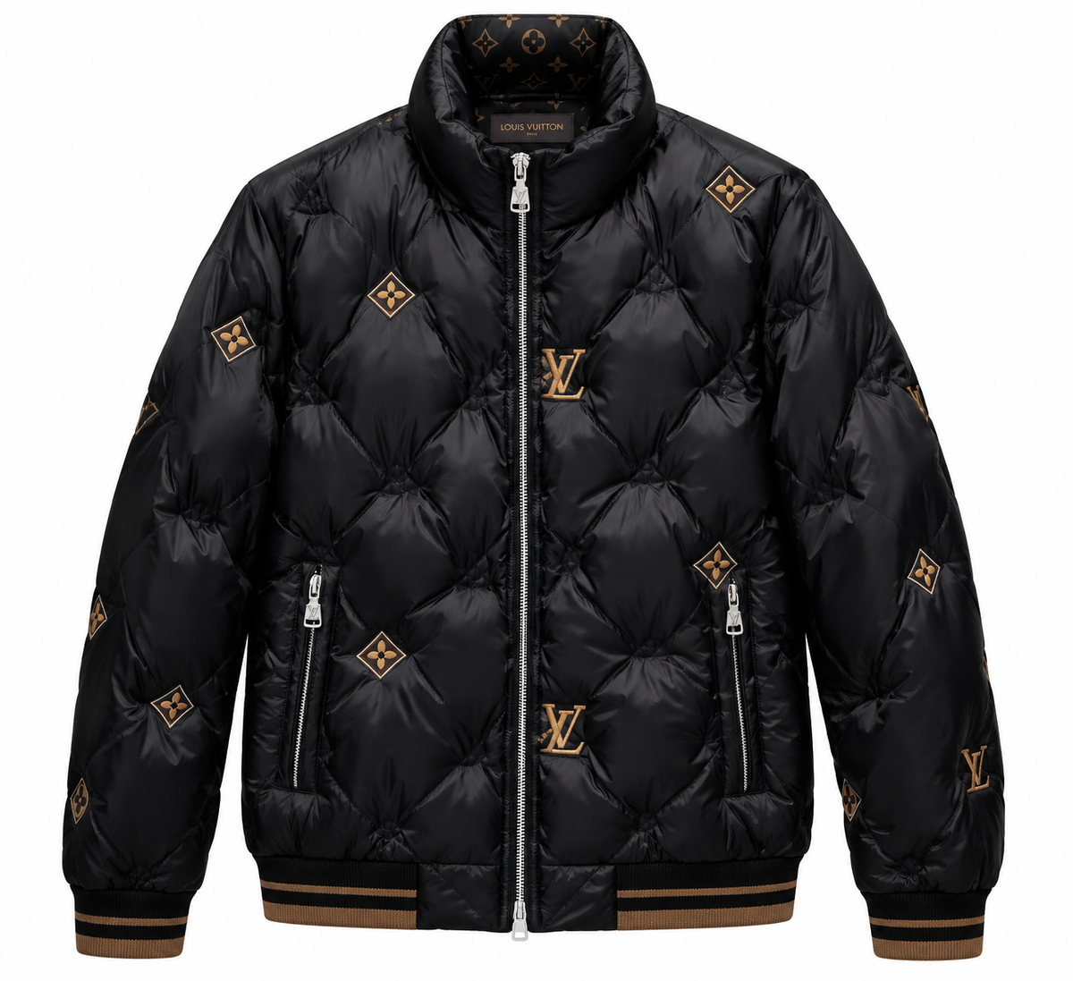Louis Vuitton Monogram Quilted Puffer Jacket – Black/Gold