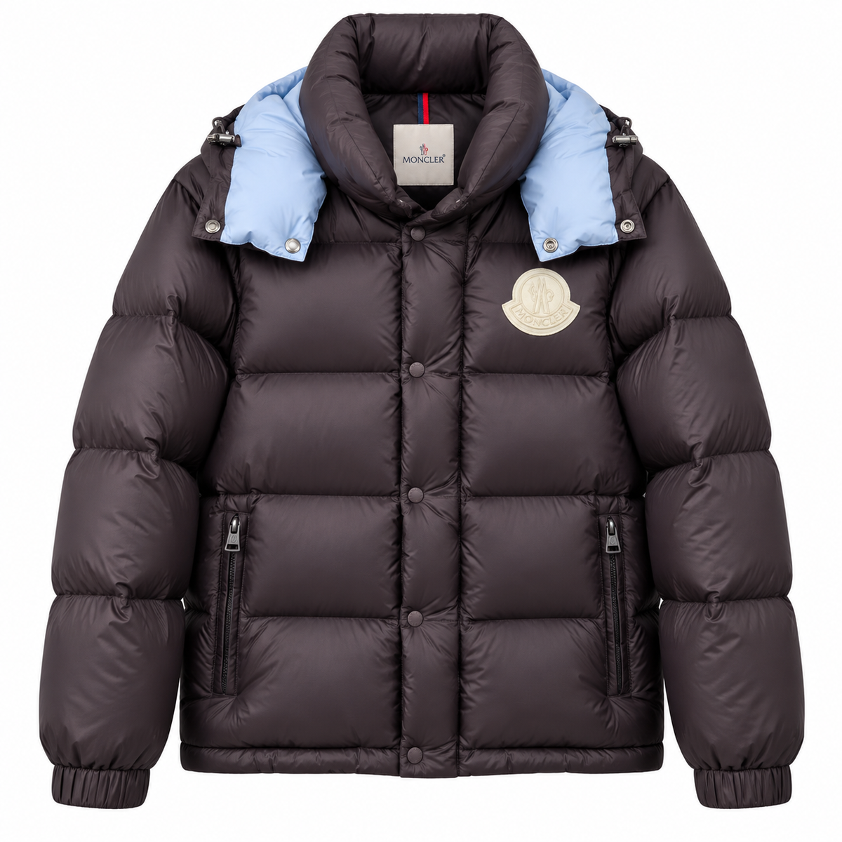 Moncler Puffer Jacket – Dark Brown/Light Blue