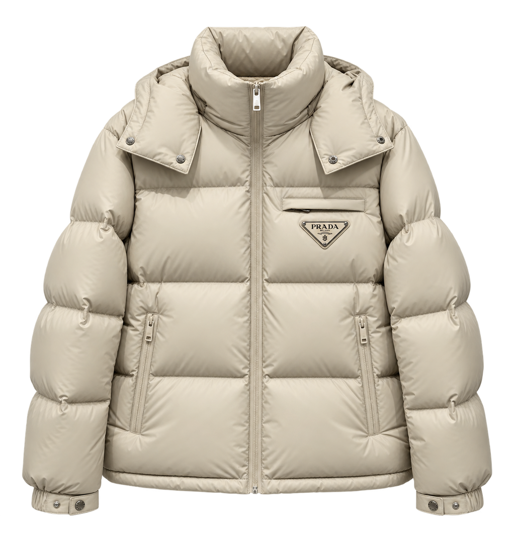 Prada Re-Nylon Puffer Jacket – Beige