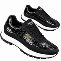 Prada Crocodile-Effect Sneakers – Black/White