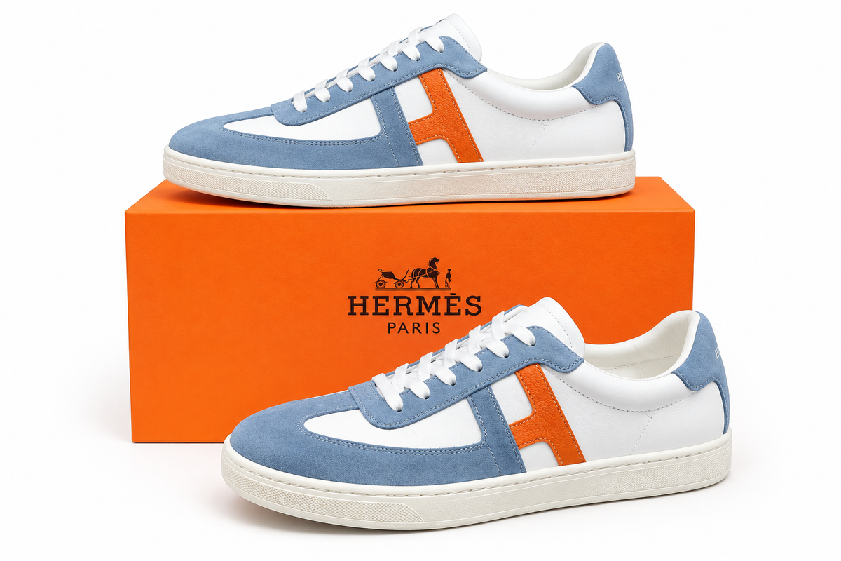 Hermès Jet Sneaker – White/Blue/Orange