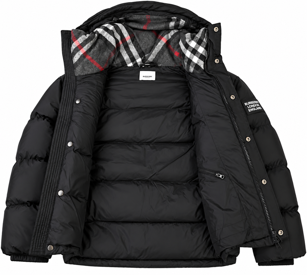 Burberry Check-Lined Hood Puffer Jacket – Black