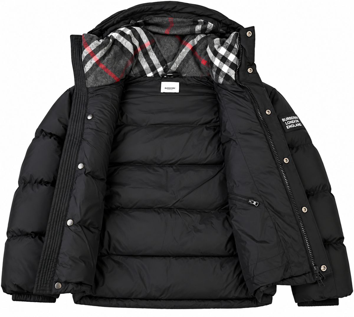 Burberry Check-Lined Hood Puffer Jacket – Black