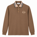 Burberry Long-Sleeve Check Collar Polo Shirt – Brown