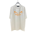 Fendi Roma Orange Logo White T-Shirt