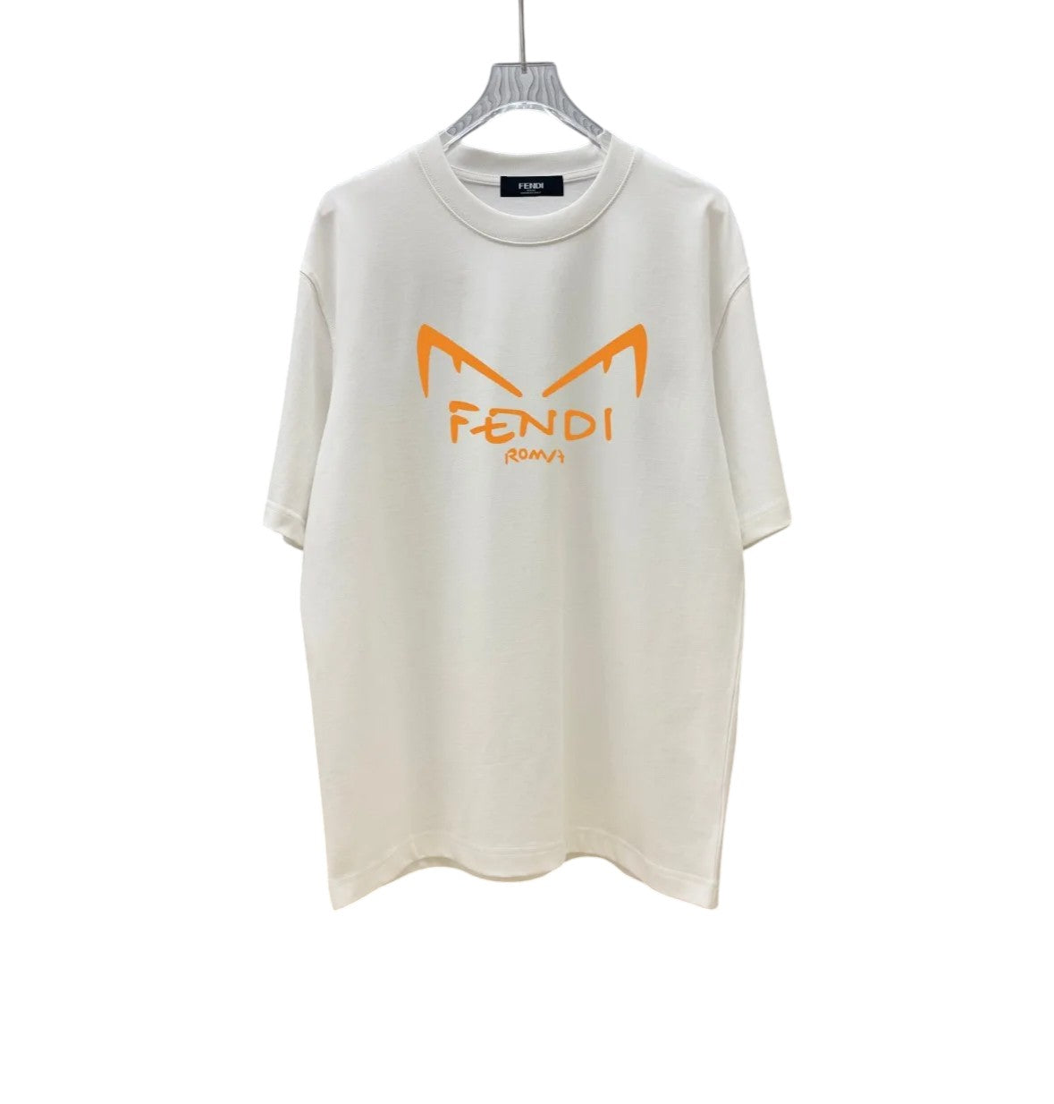 Fendi Roma Orange Logo White T-Shirt