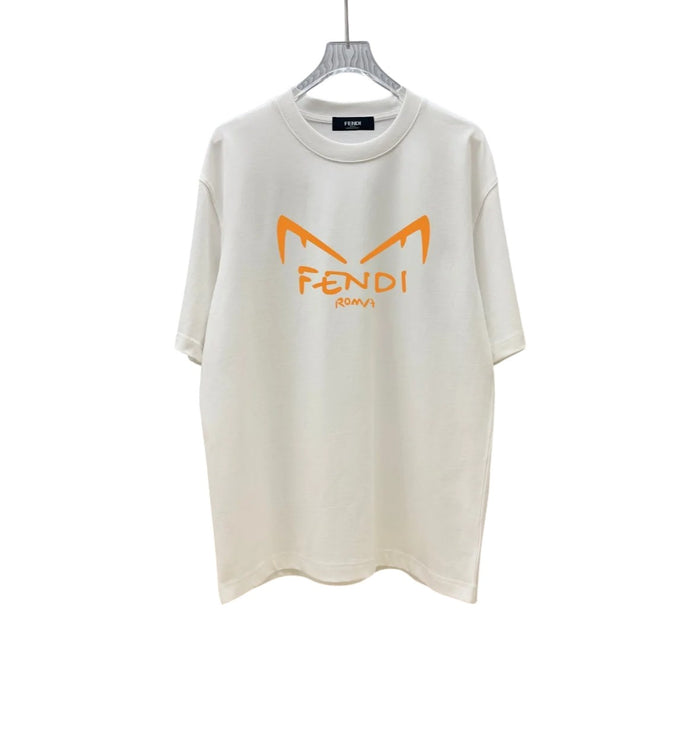 T-shirt Fendi Roma blanc à logo orange