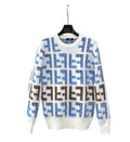 Fendi FF Pattern White & Blue Knit Sweater