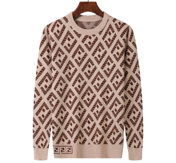 Maglione Fendi FF Geometrico Beige & Marrone