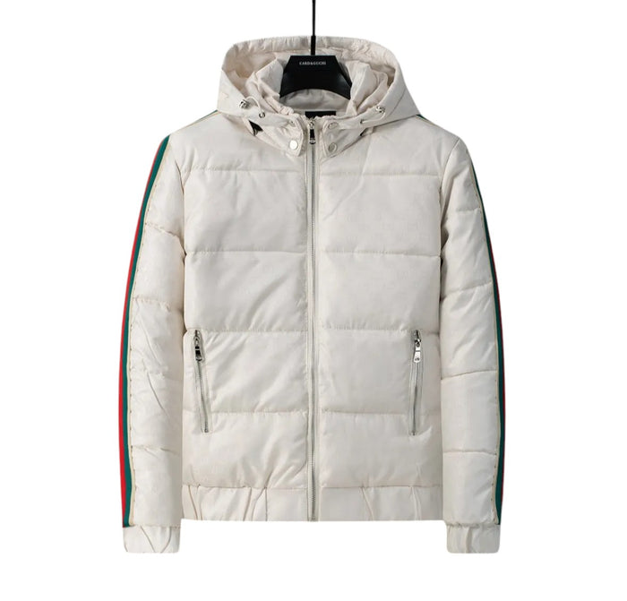 Veste matelassée Gucci à bande Web – Blanc
